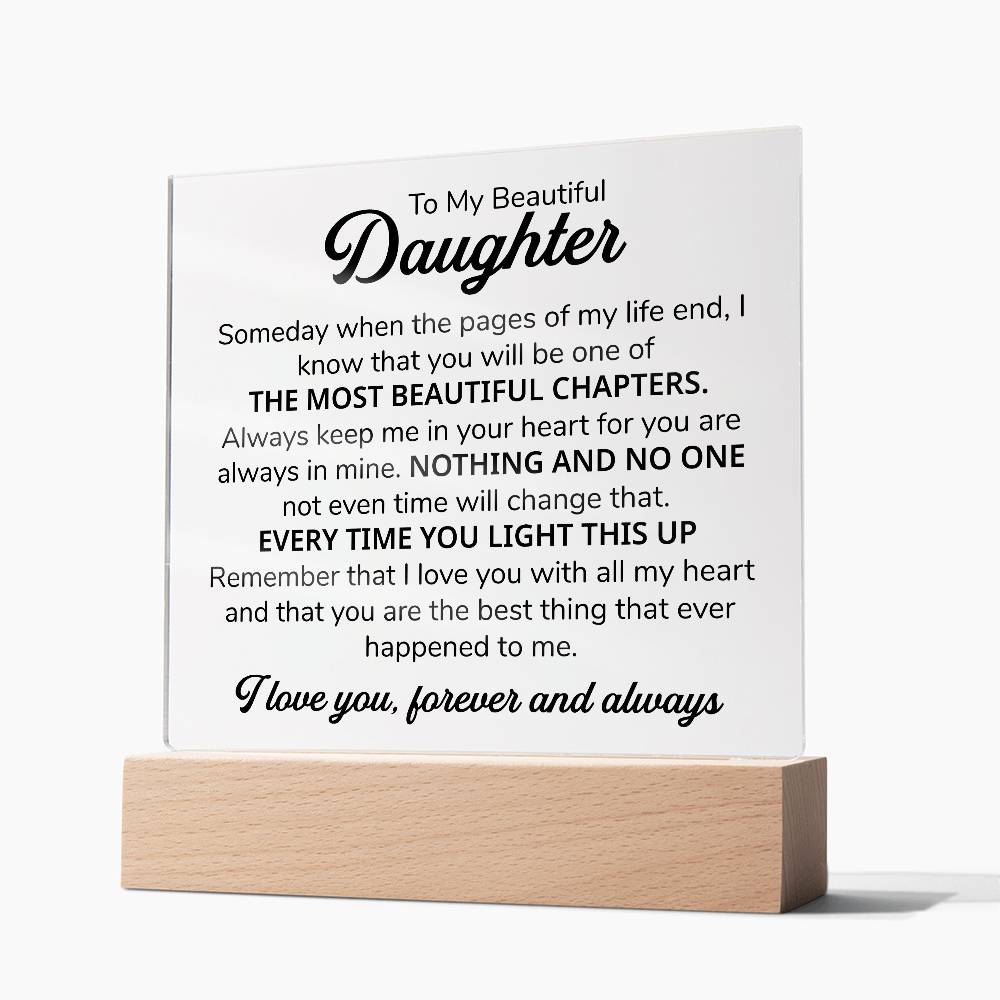 TO MY DAUGHTER CHAPITRES PLAQUE CARRÉE
