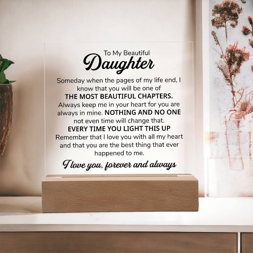 TO MY DAUGHTER CHAPITRES PLAQUE CARRÉE