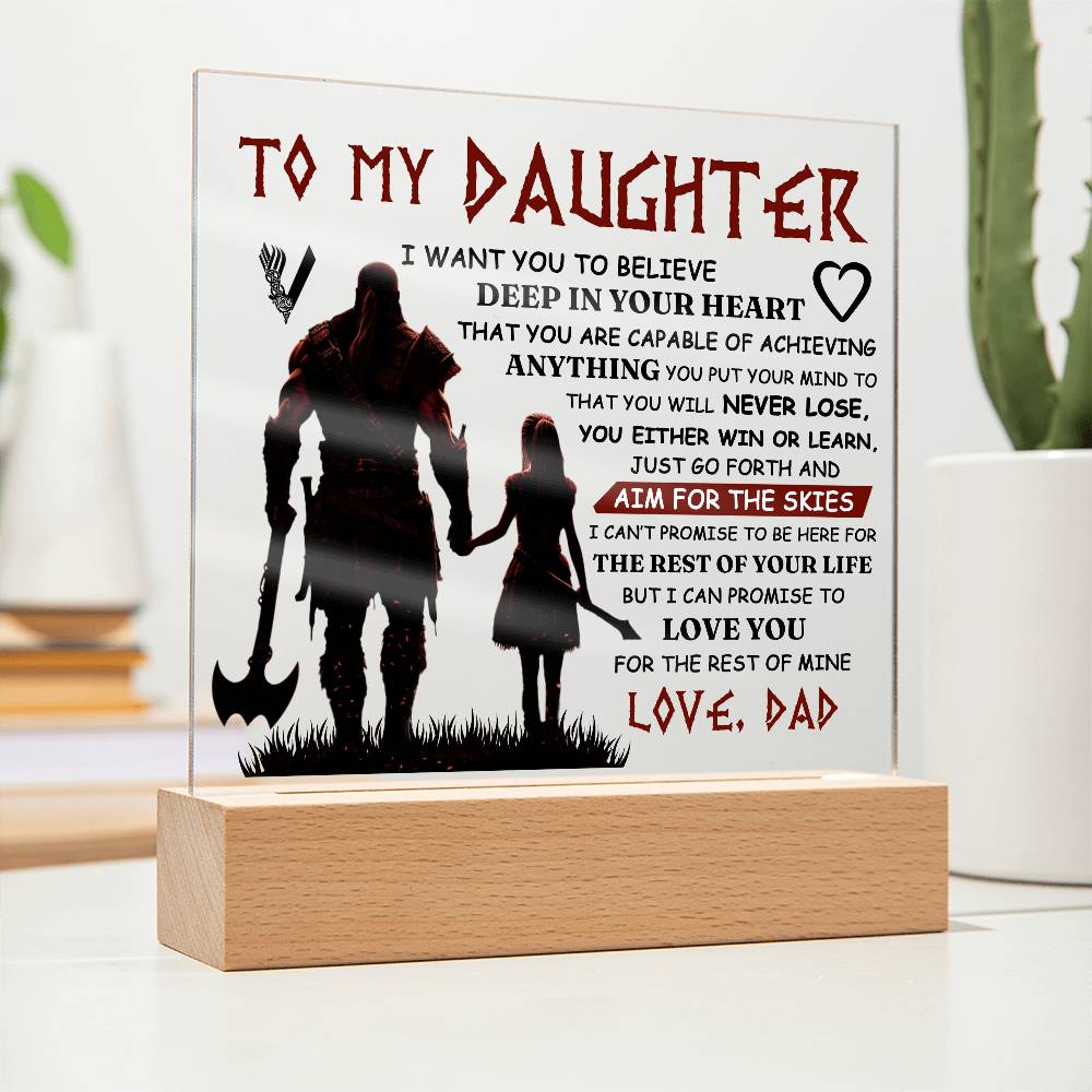 À MA FILLE PLAQUE VIKING CARRÉE EN ACRYLIQUE
