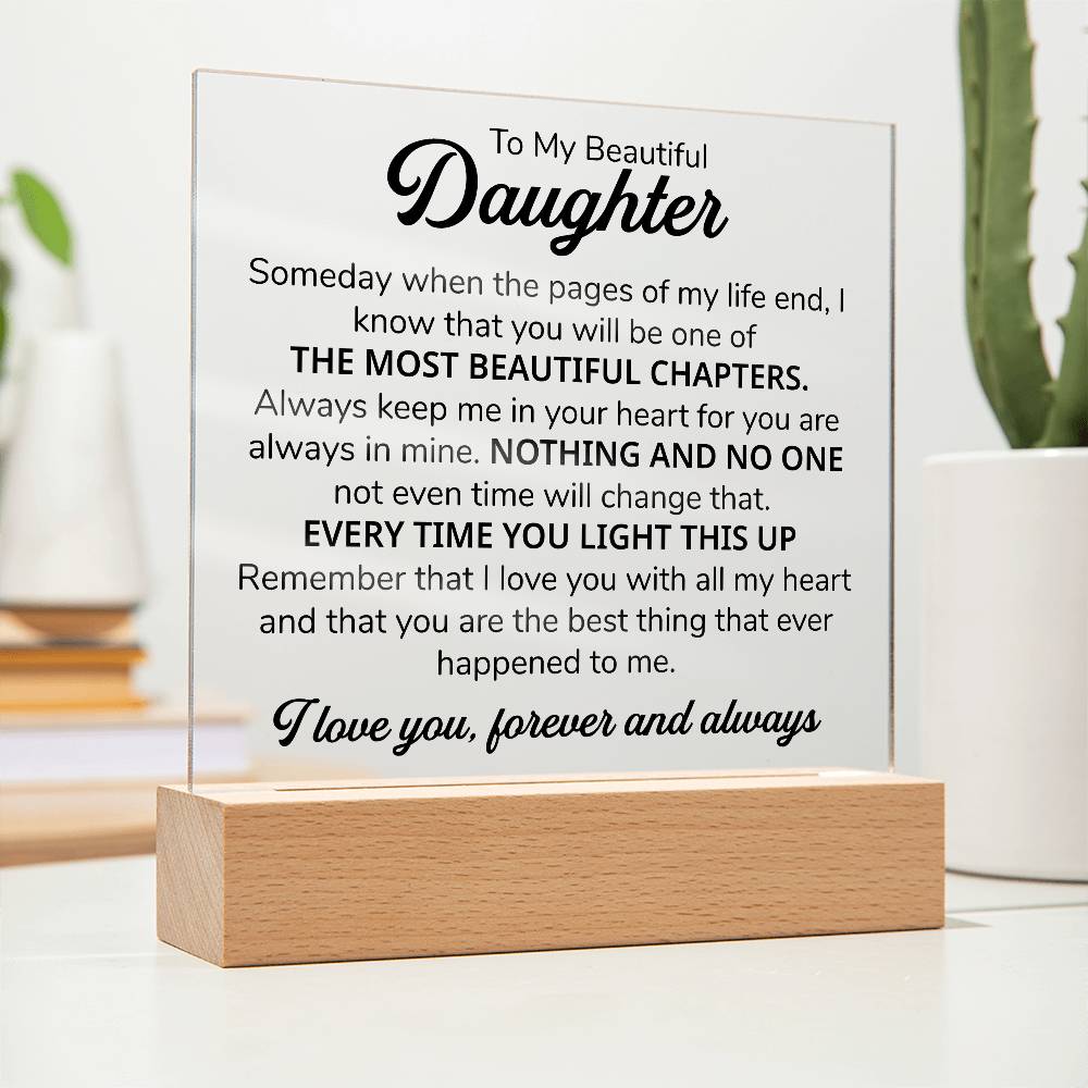 TO MY DAUGHTER CHAPITRES PLAQUE CARRÉE