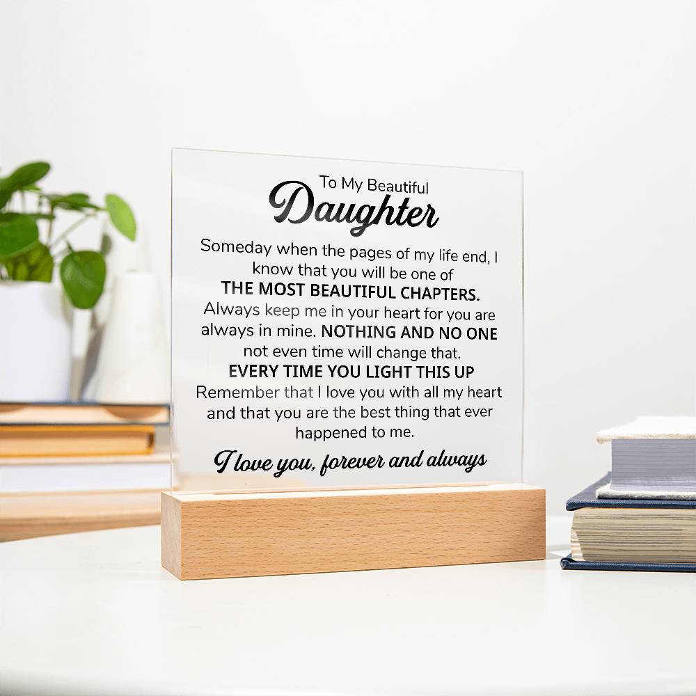 TO MY DAUGHTER CHAPITRES PLAQUE CARRÉE
