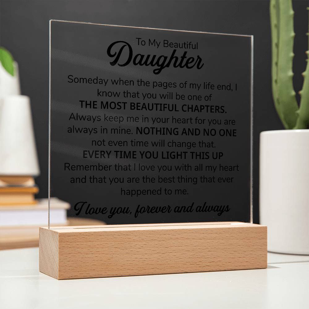 TO MY DAUGHTER CHAPITRES PLAQUE CARRÉE