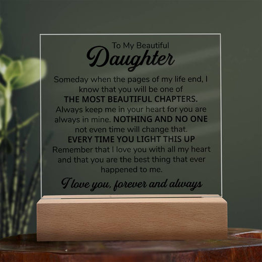 TO MY DAUGHTER CHAPITRES PLAQUE CARRÉE