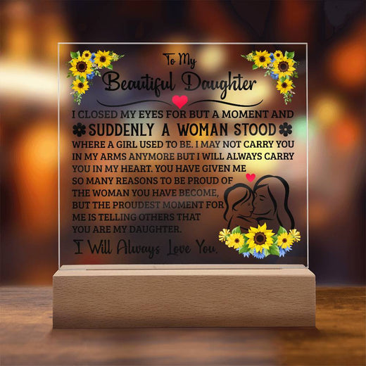 PLAQUE CARRÉE EN ACRYLIQUE À MA FILLE