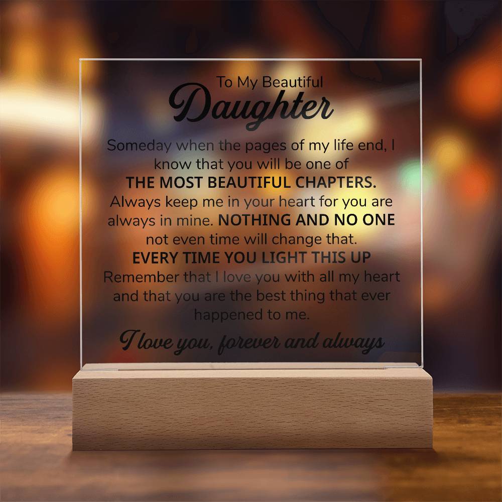 TO MY DAUGHTER CHAPITRES PLAQUE CARRÉE