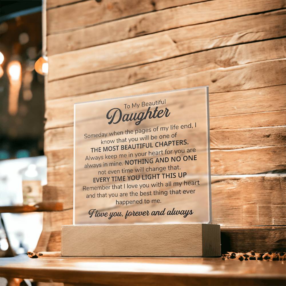TO MY DAUGHTER CHAPITRES PLAQUE CARRÉE