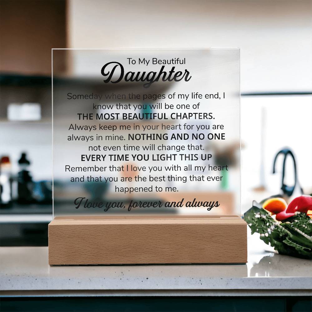 TO MY DAUGHTER CHAPITRES PLAQUE CARRÉE