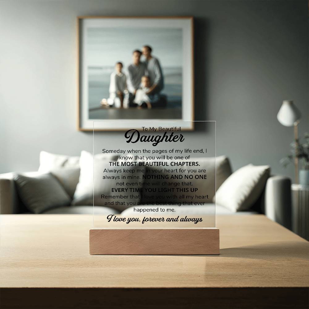 TO MY DAUGHTER CHAPITRES PLAQUE CARRÉE