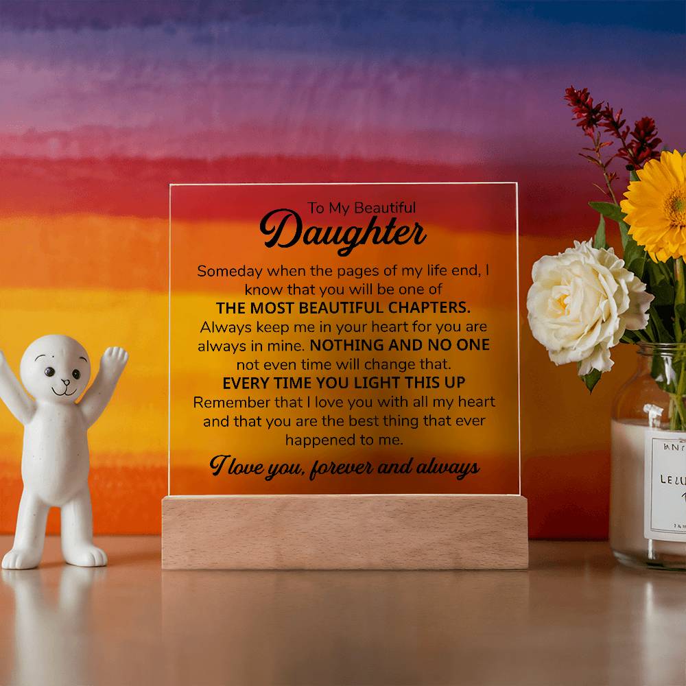 TO MY DAUGHTER CHAPITRES PLAQUE CARRÉE