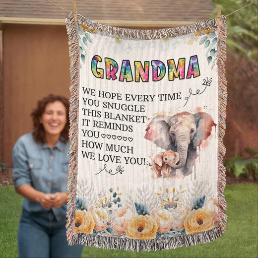À Ma Mamie - Couverture tissée éléphant