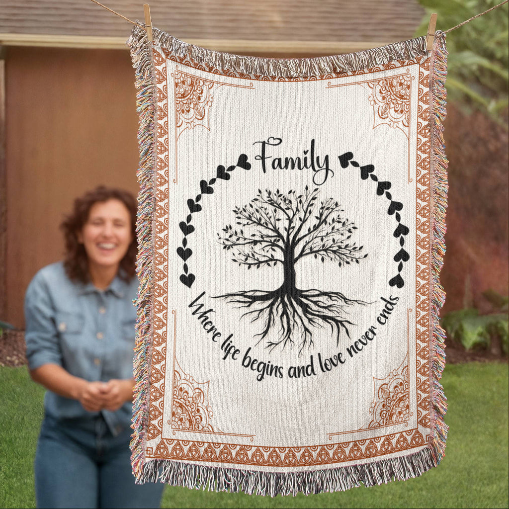 Couverture tissée Arbre celtique, Racines familiales
