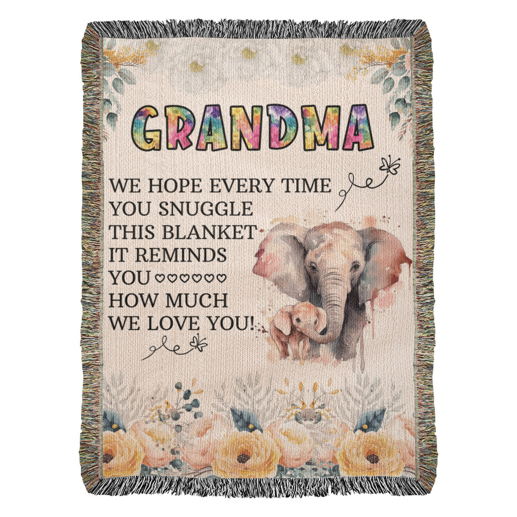 À Ma Mamie - Couverture tissée éléphant
