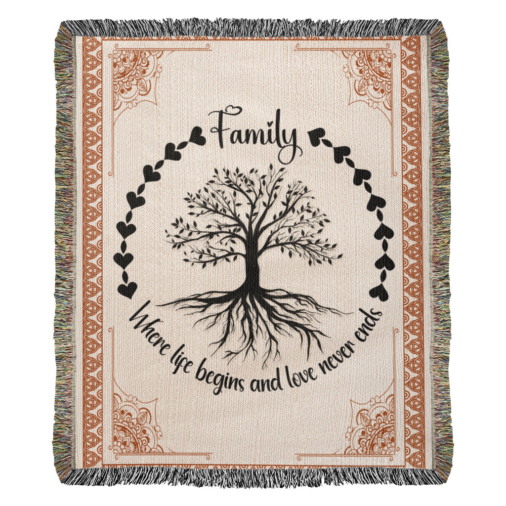 Couverture tissée Arbre celtique, Racines familiales