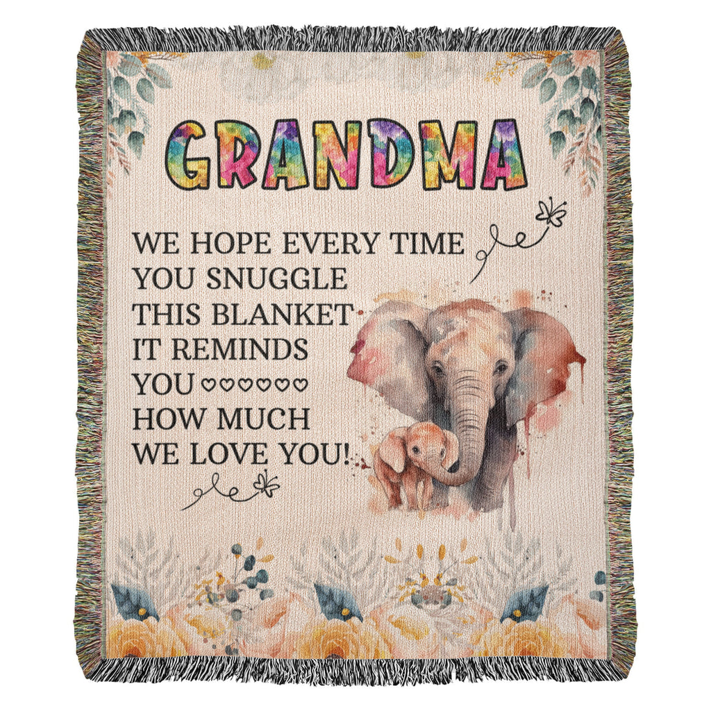 À Ma Mamie - Couverture tissée éléphant