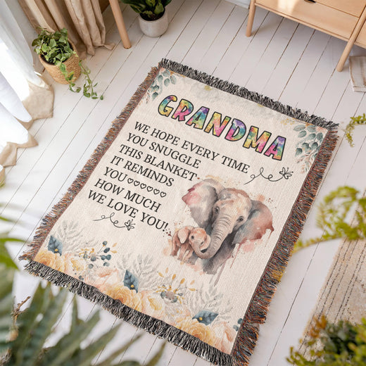 À Ma Mamie - Couverture tissée éléphant