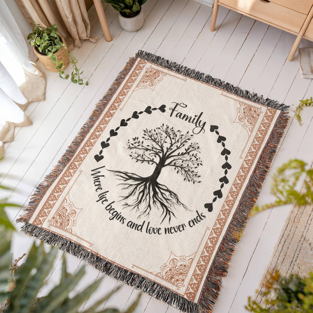 Couverture tissée Arbre celtique, Racines familiales