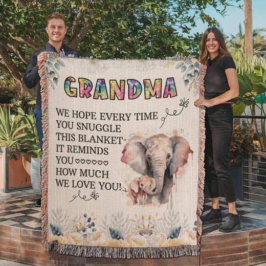À Ma Mamie - Couverture tissée éléphant