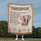 À Ma Mamie - Couverture tissée éléphant