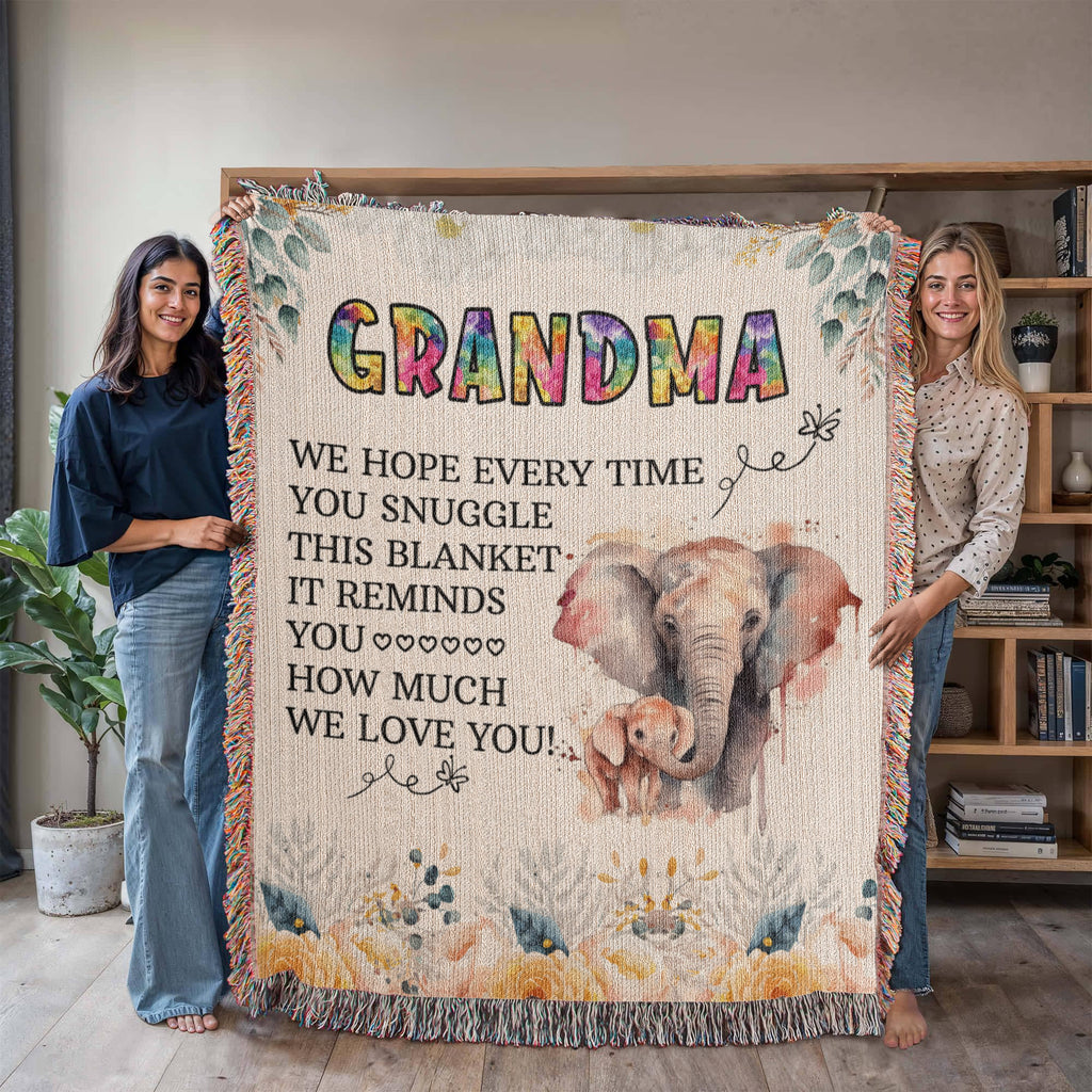 À Ma Mamie - Couverture tissée éléphant