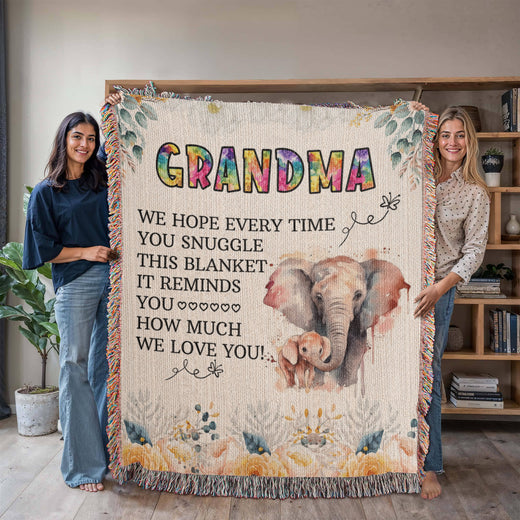 À Ma Mamie - Couverture tissée éléphant