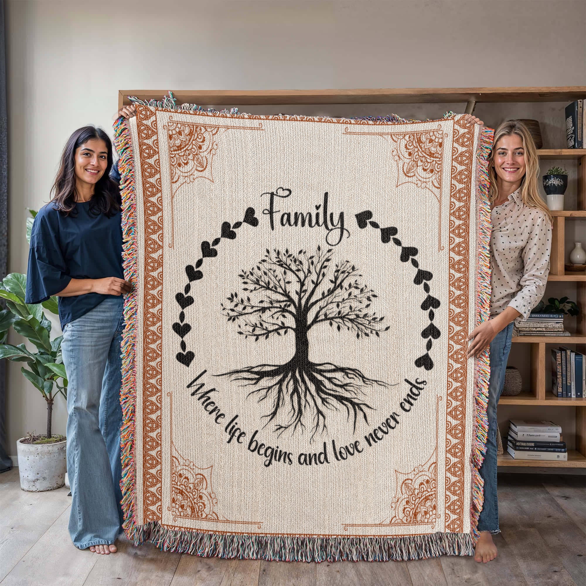 Couverture tissée Arbre celtique, Racines familiales