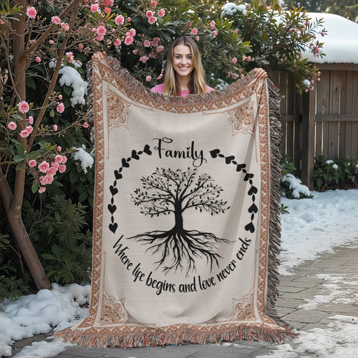 Couverture tissée Arbre celtique, Racines familiales