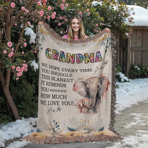 À Ma Mamie - Couverture tissée éléphant