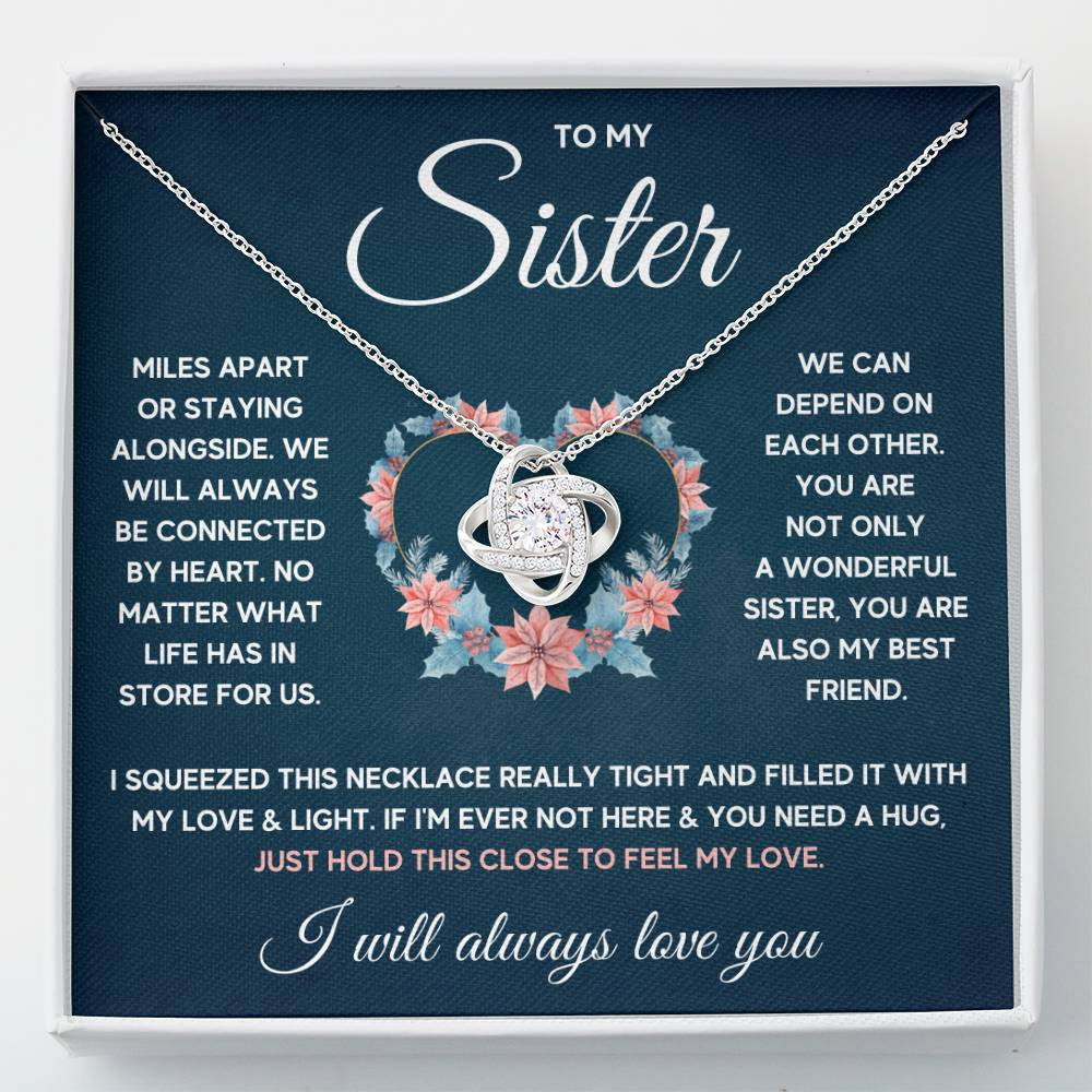 POUR MA SŒUR COLLIER NŒUD D'AMOUR SERRÉ COFFRET CADEAU