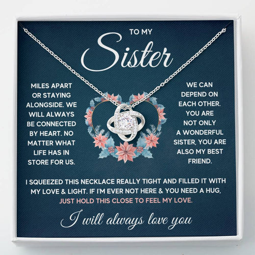 POUR MA SŒUR COLLIER NŒUD D'AMOUR SERRÉ COFFRET CADEAU