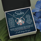 POUR MA SŒUR COLLIER NŒUD D'AMOUR SERRÉ COFFRET CADEAU