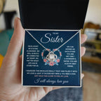 POUR MA SŒUR COLLIER NŒUD D'AMOUR SERRÉ COFFRET CADEAU
