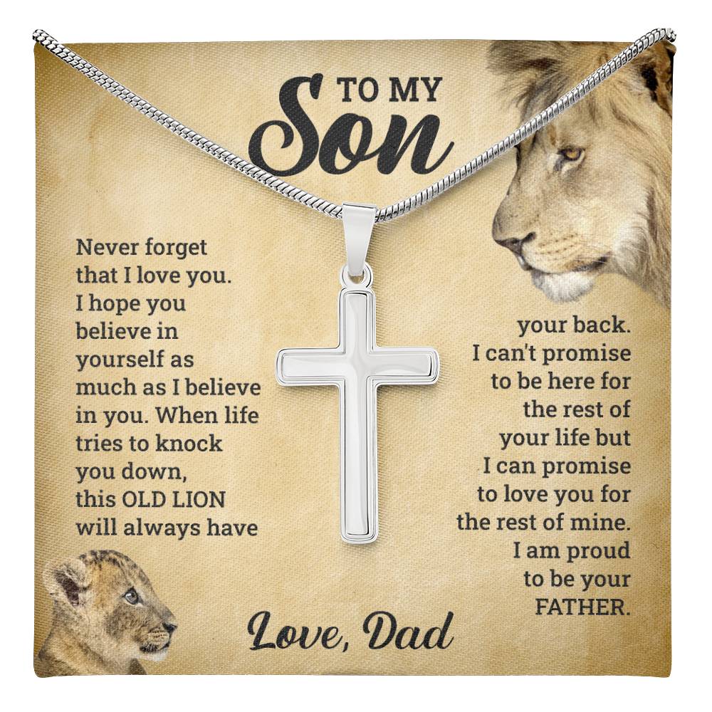 À MON FILS CE COFFRET CADEAU COLLIER CROIX VIEUX LION