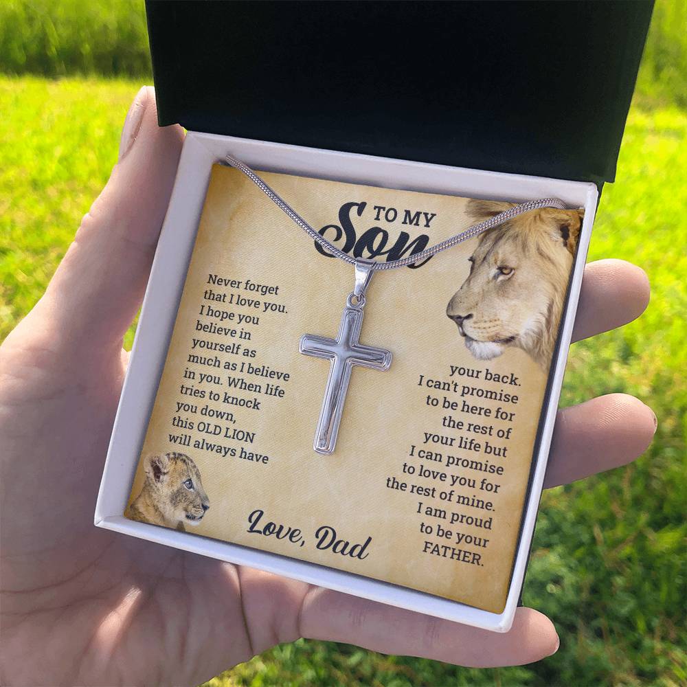 À MON FILS CE COFFRET CADEAU COLLIER CROIX VIEUX LION