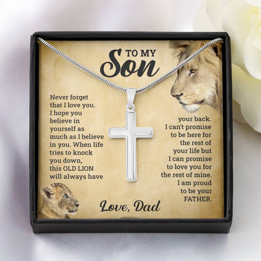 À MON FILS CE COFFRET CADEAU COLLIER CROIX VIEUX LION