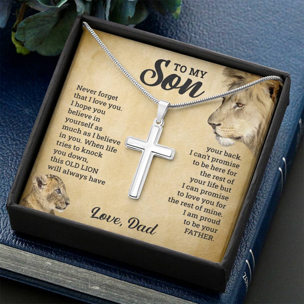 À MON FILS CE COFFRET CADEAU COLLIER CROIX VIEUX LION