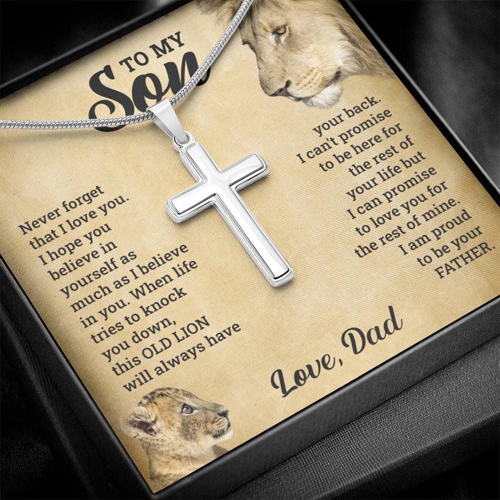 À MON FILS CE COFFRET CADEAU COLLIER CROIX VIEUX LION