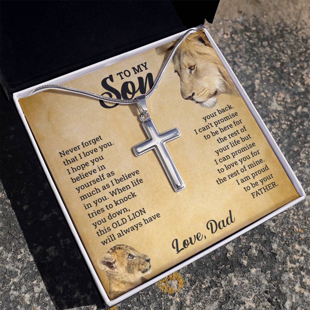 À MON FILS CE COFFRET CADEAU COLLIER CROIX VIEUX LION