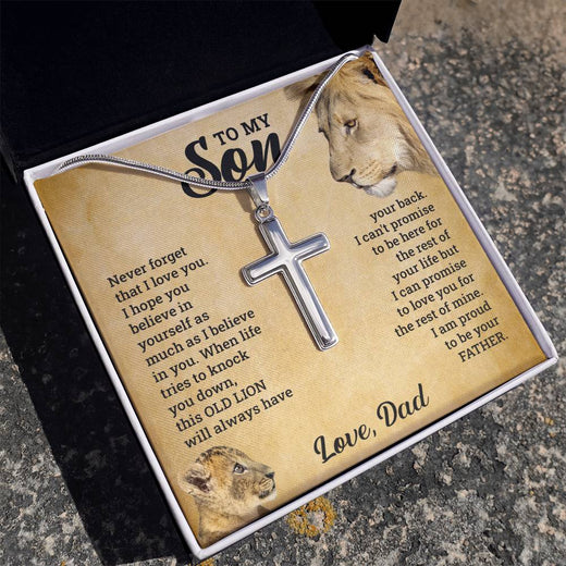 À MON FILS CE COFFRET CADEAU COLLIER CROIX VIEUX LION
