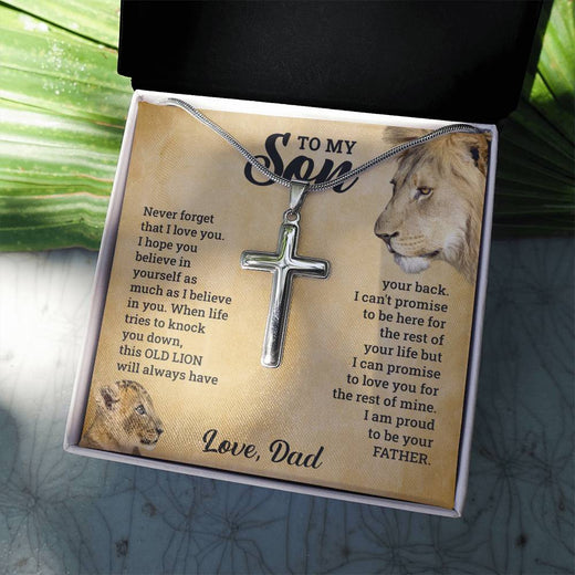À MON FILS CE COFFRET CADEAU COLLIER CROIX VIEUX LION