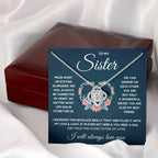 POUR MA SŒUR COLLIER NŒUD D'AMOUR SERRÉ COFFRET CADEAU