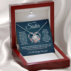 POUR MA SŒUR COLLIER NŒUD D'AMOUR SERRÉ COFFRET CADEAU