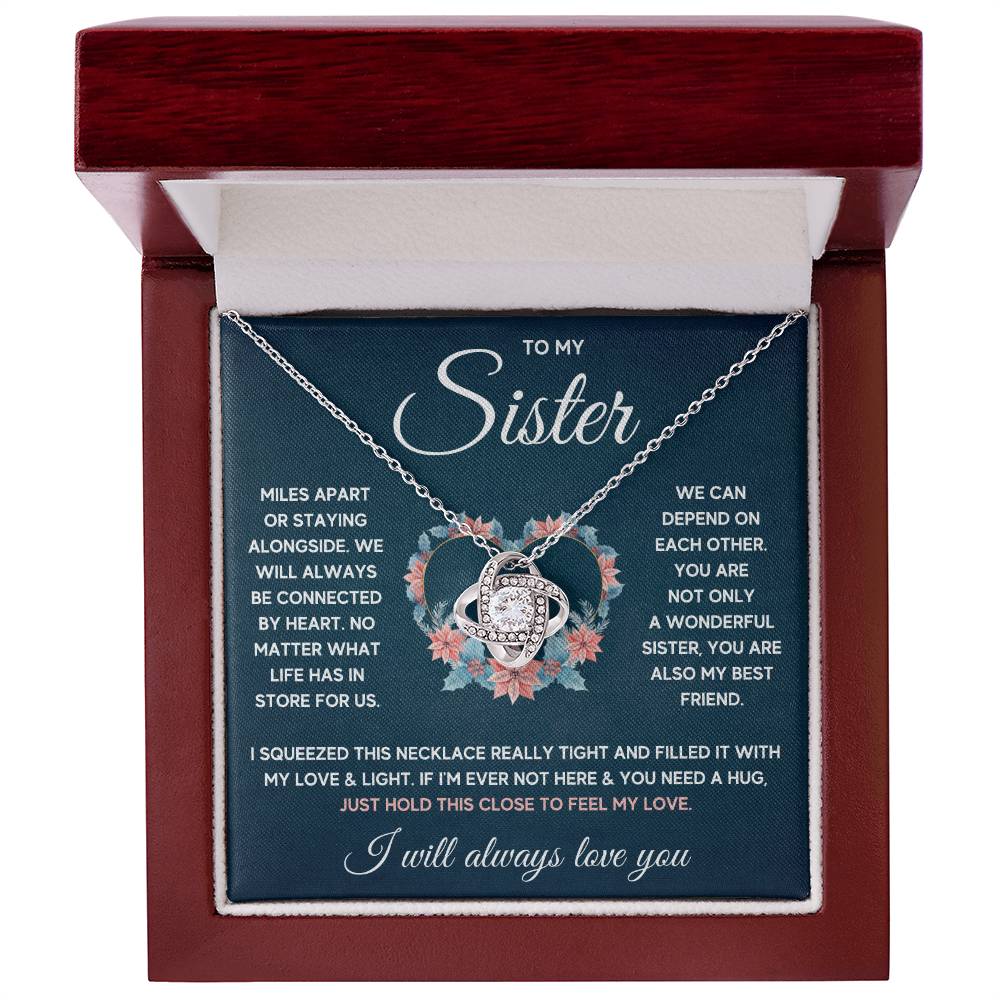 POUR MA SŒUR COLLIER NŒUD D'AMOUR SERRÉ COFFRET CADEAU