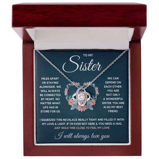 POUR MA SŒUR COLLIER NŒUD D'AMOUR SERRÉ COFFRET CADEAU
