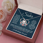 POUR MA SŒUR COLLIER NŒUD D'AMOUR SERRÉ COFFRET CADEAU