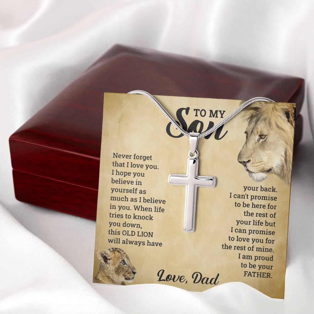 À MON FILS CE COFFRET CADEAU COLLIER CROIX VIEUX LION
