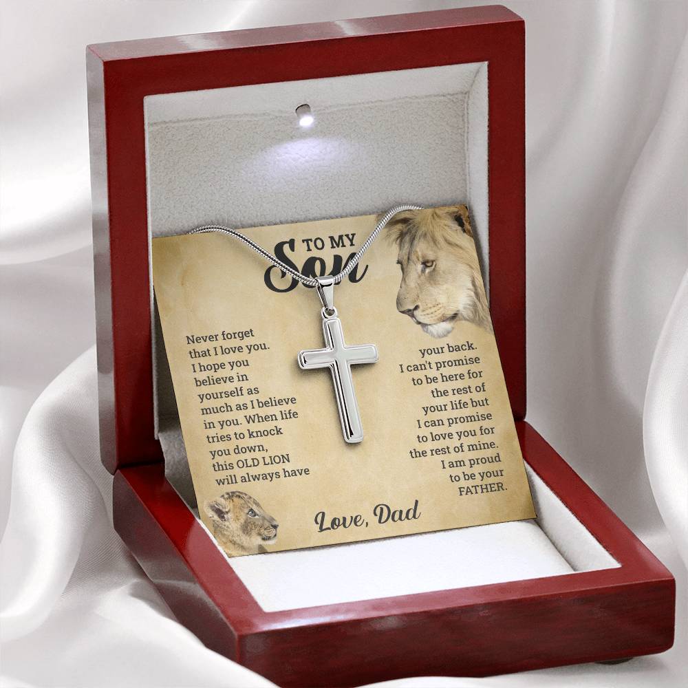 À MON FILS CE COFFRET CADEAU COLLIER CROIX VIEUX LION