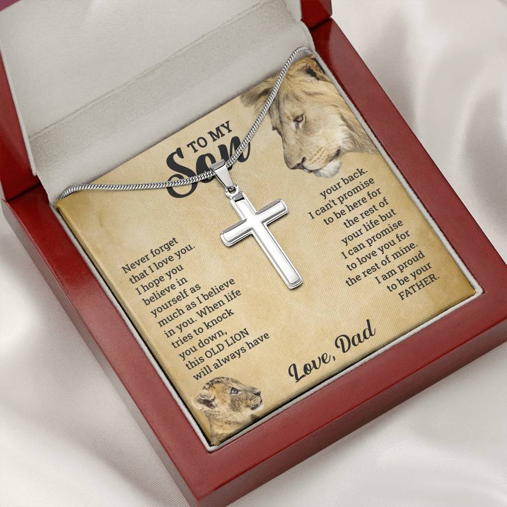 À MON FILS CE COFFRET CADEAU COLLIER CROIX VIEUX LION