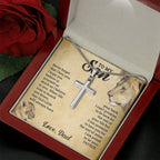 À MON FILS CE COFFRET CADEAU COLLIER CROIX VIEUX LION