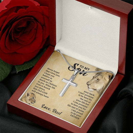 À MON FILS CE COFFRET CADEAU COLLIER CROIX VIEUX LION