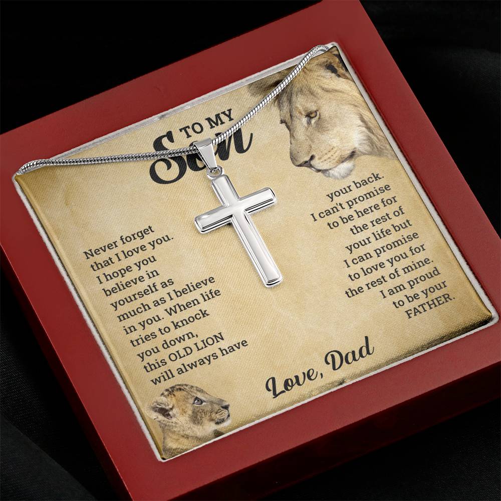 À MON FILS CE COFFRET CADEAU COLLIER CROIX VIEUX LION